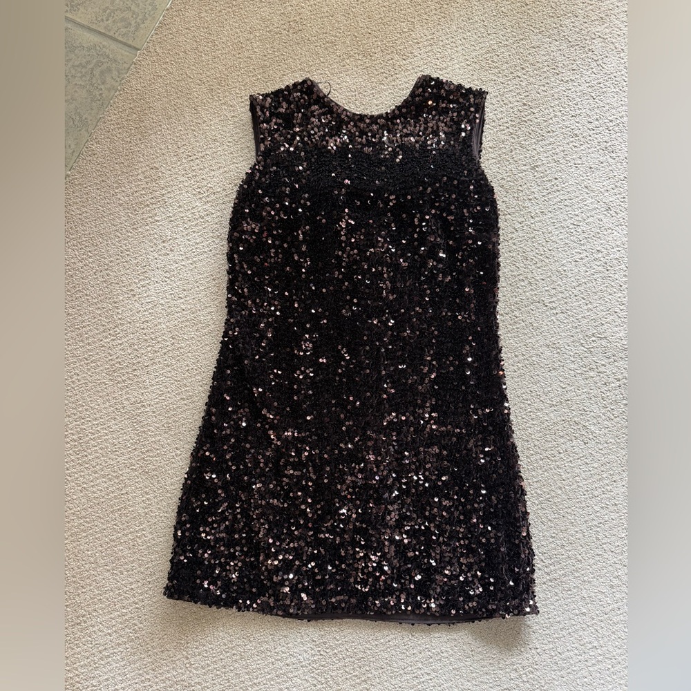 H&M Sequin Bow Dress Brown Size M